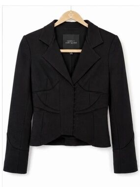 NEW Robert Rodriguez Black Hook-and-Eye Fitted Peplum Blazer Jacket size 12